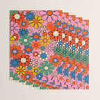 Groovy Floral Retro Garden Bold and Colorful 60s 70s Flower Pattern with Pink Wrapping Paper Gallery Image 3