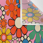 Groovy Floral Retro Garden Bold and Colorful 60s 70s Flower Pattern with Pink Wall Tapestry Gallery Image 3