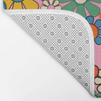 Groovy Floral Retro Garden Bold and Colorful 60s 70s Flower Pattern with Pink Bath Mat Gallery Image 2