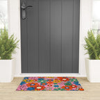 Groovy Floral Retro Garden Bold and Colorful 60s 70s Flower Pattern with Pink Welcome Mat Gallery Image 3