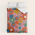 Groovy Floral Retro Garden Bold and Colorful 60s 70s Flower Pattern with Pink Comforter Gallery Image 6
