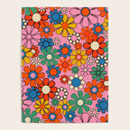 Groovy Floral Retro Garden Bold and Colorful 60s 70s Flower Pattern with Pink Poster Gallery Image 4