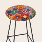 Groovy Floral Retro Garden Bold and Colorful 60s 70s Flower Pattern with Pink Stool Gallery Image 2