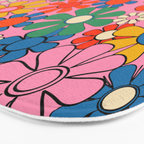 Groovy Floral Retro Garden Bold and Colorful 60s 70s Flower Pattern with Pink Bath Mat Gallery Image 3