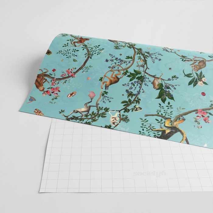 Monkey World Aqua Wrapping Paper Gallery Image 2