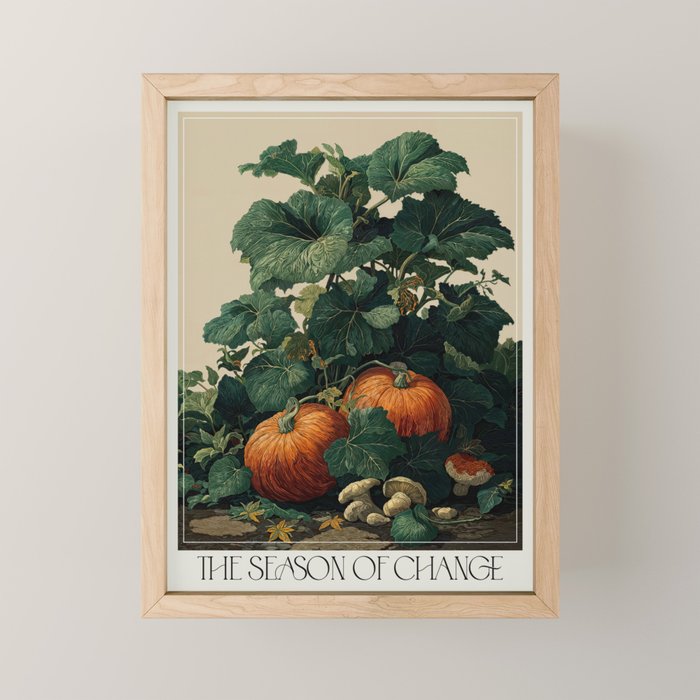 Autumn Pumpkin Print Botanical Fall Decor vintage Thanksgiving Prints Halloween Wall Decor Mini Art Print Gallery Image 1