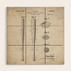 Baseball Bat Patent - Baseball Art - Antique Wood Wall Art Gallery Image 1