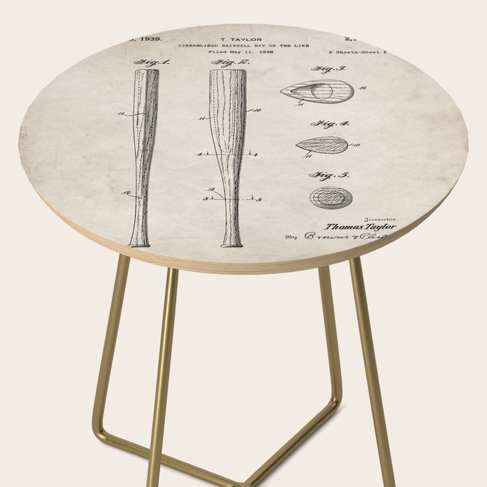 Baseball Bat Patent - Baseball Art - Antique Side Table Gallery Image 2