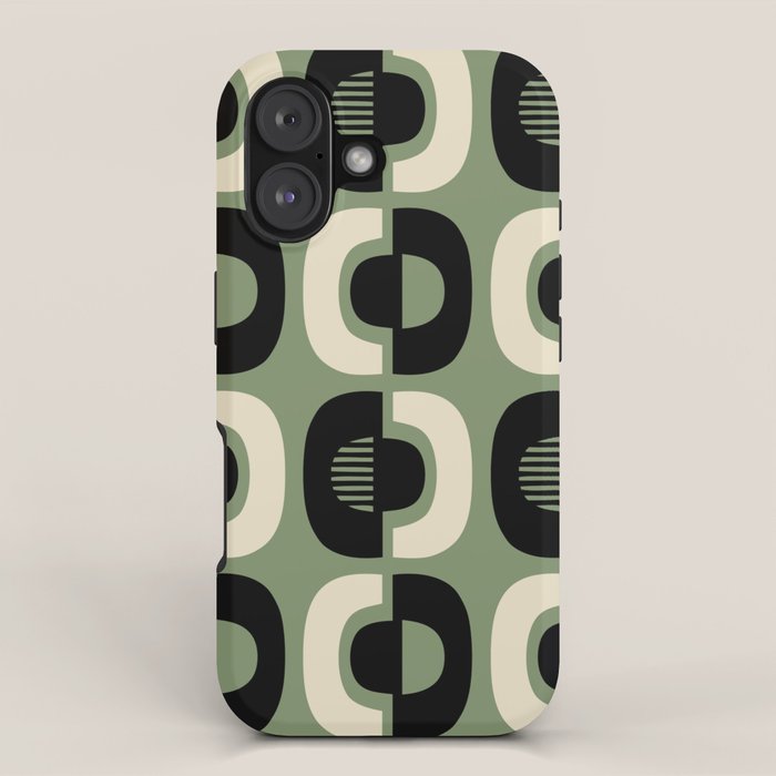 Mid Century Modern Decor 114 Black and Sage Green iPhone Case Gallery Image 1