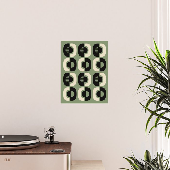 Mid Century Modern Decor 114 Black and Sage Green Poster Gallery Image 2