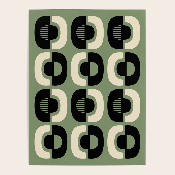 Mid Century Modern Decor 114 Black and Sage Green Poster Gallery Image 4