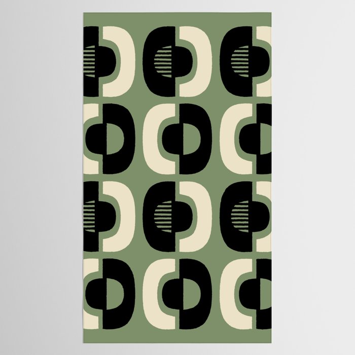 Mid Century Modern Decor 114 Black and Sage Green Tablecloth Gallery Image 2