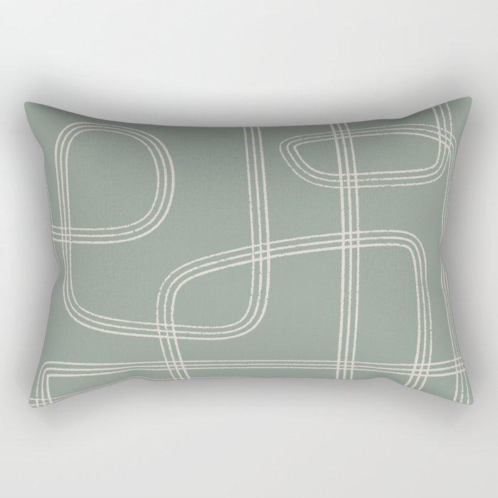 Modern Sage Green Abstract Scribble Rectangular Pillow Gallery Image 1