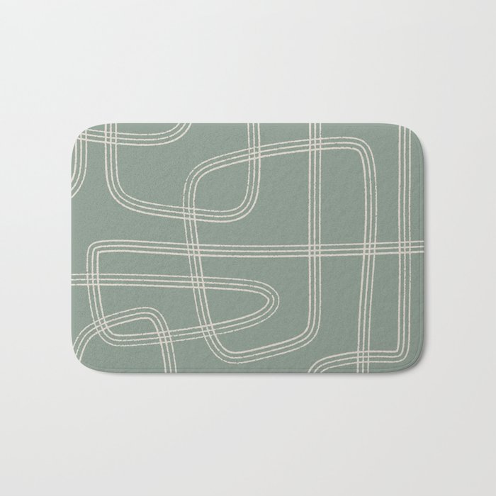 Modern Sage Green Abstract Scribble Bath Mat Gallery Image 1