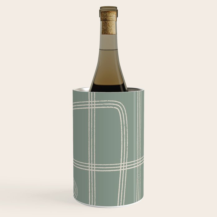 Modern Sage Green Abstract Scribble Wine Chiller Gallery Image 3