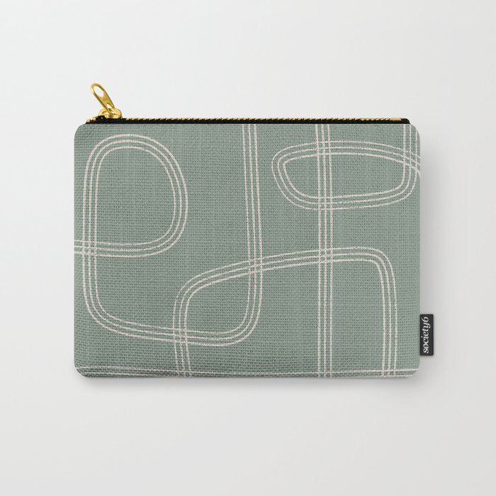 Modern Sage Green Abstract Scribble Carry All Pouch Gallery Image 1