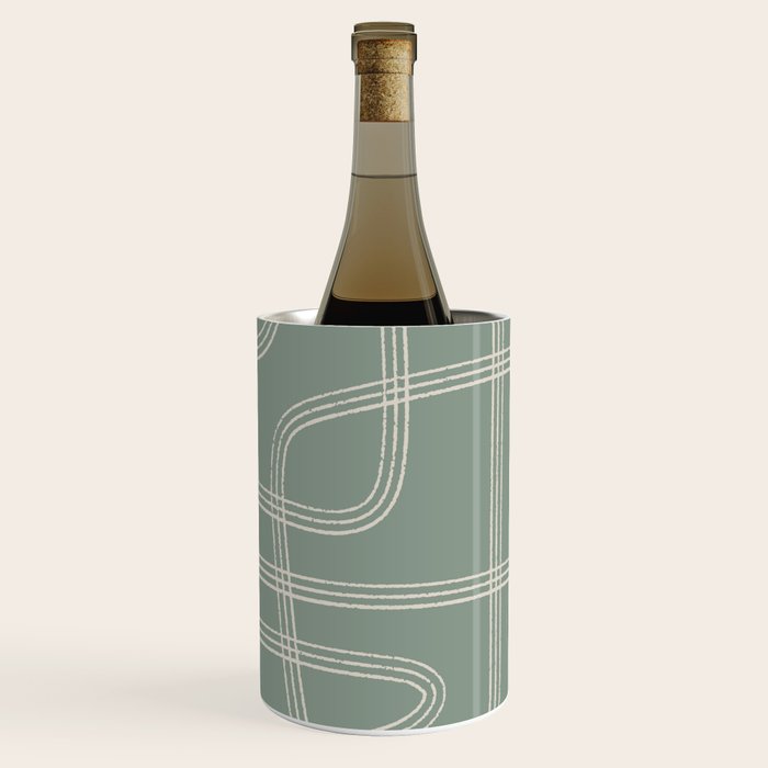 Modern Sage Green Abstract Scribble Wine Chiller Gallery Image 1