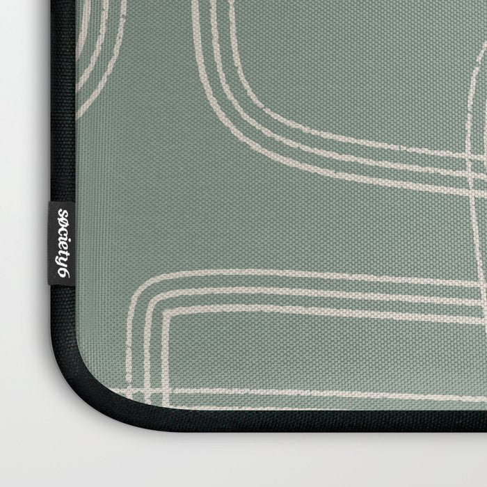 Modern Sage Green Abstract Scribble Laptop Sleeve Gallery Image 3