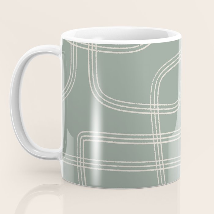 Modern Sage Green Abstract Scribble Coffee Mug Gallery Image 3