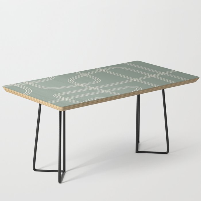 Modern Sage Green Abstract Scribble Coffee Table Gallery Image 1