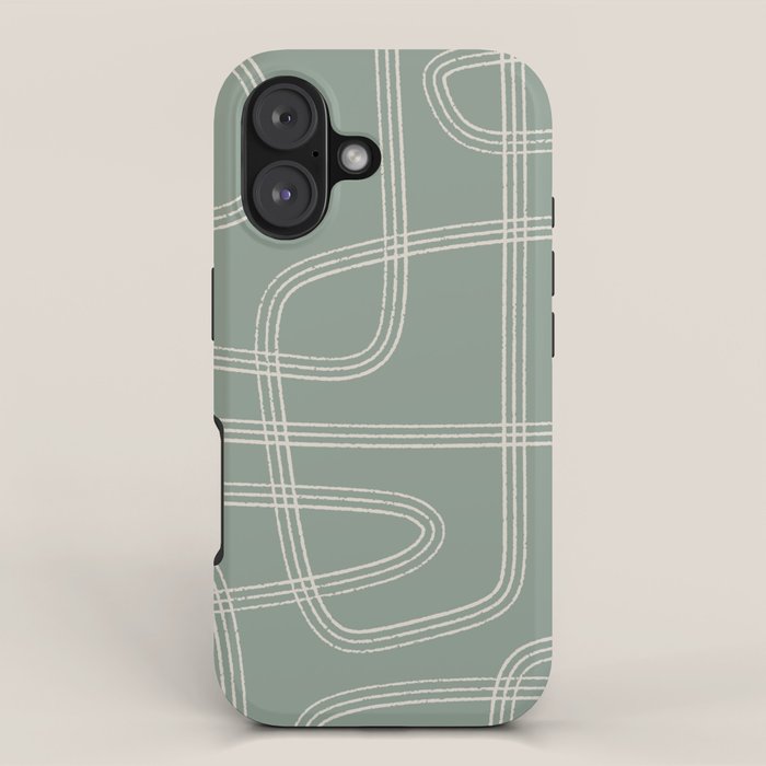 Modern Sage Green Abstract Scribble iPhone Case Gallery Image 1