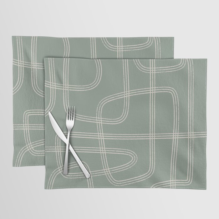 Modern Sage Green Abstract Scribble Placemat Gallery Image 1