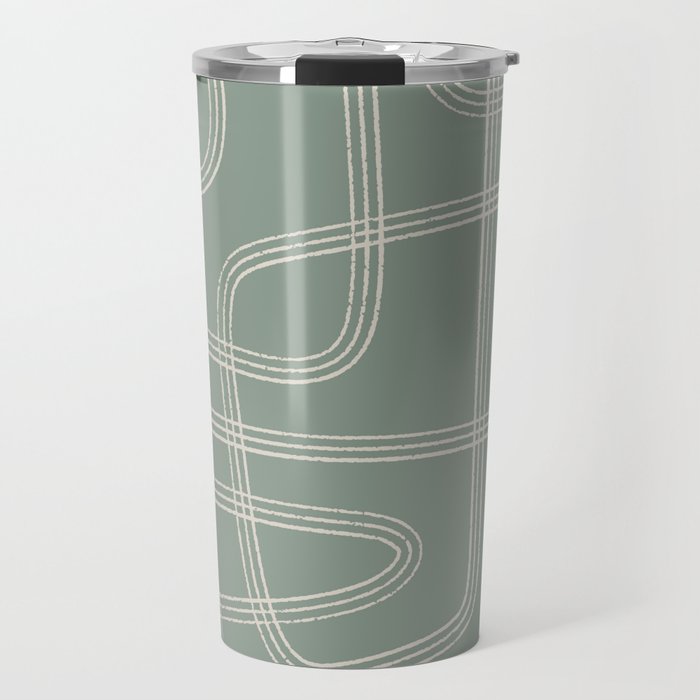 Modern Sage Green Abstract Scribble Travel Mug Gallery Image 1