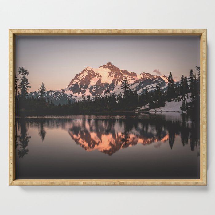 Alpenglow - Mountain Reflection - Nature Photography Serving Tray Gallery Image 1