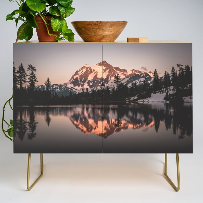Alpenglow - Mountain Reflection - Nature Photography Credenza Gallery Image 1