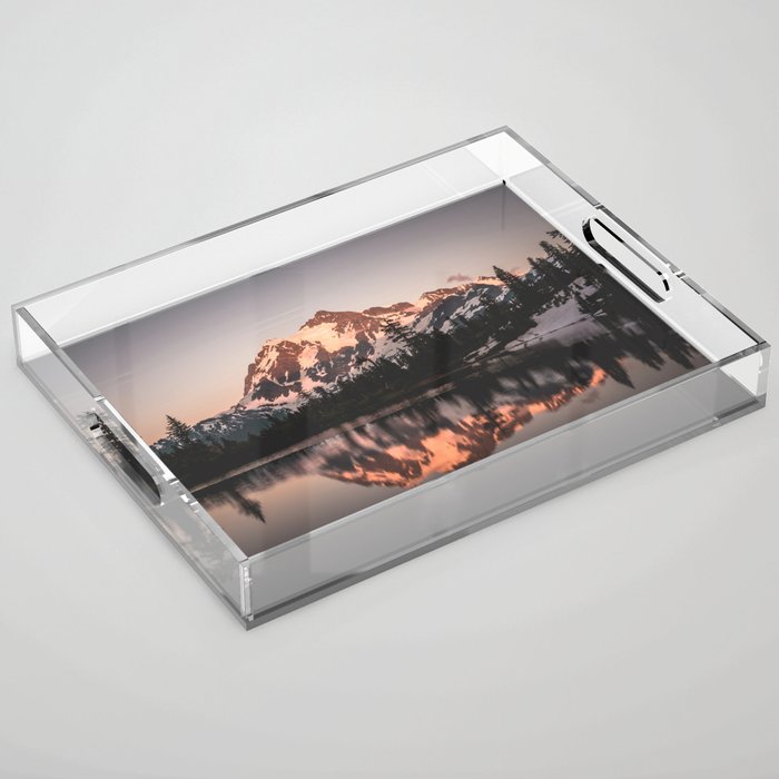 Alpenglow - Mountain Reflection - Nature Photography Acrylic Tray Gallery Image 1