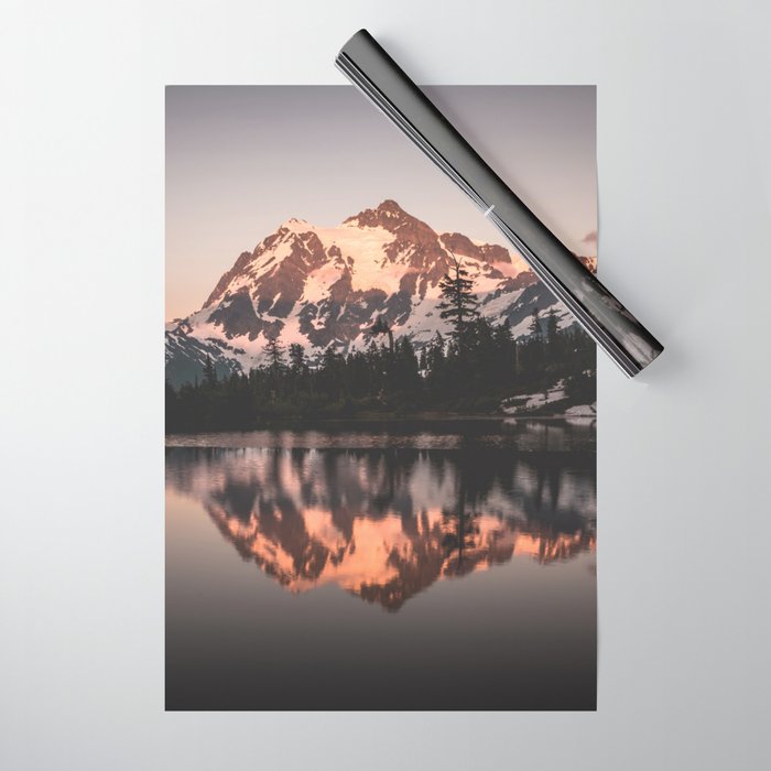 Alpenglow - Mountain Reflection - Nature Photography Wrapping Paper Gallery Image 1