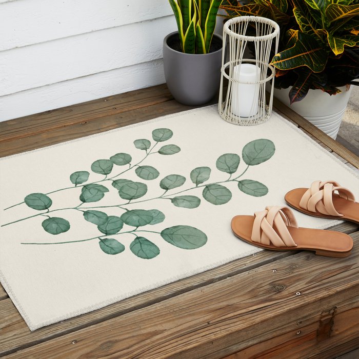 Watercolor Eucalyptus Outdoor Rug Gallery Image 2