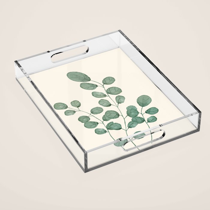 Watercolor Eucalyptus Acrylic Tray Gallery Image 1