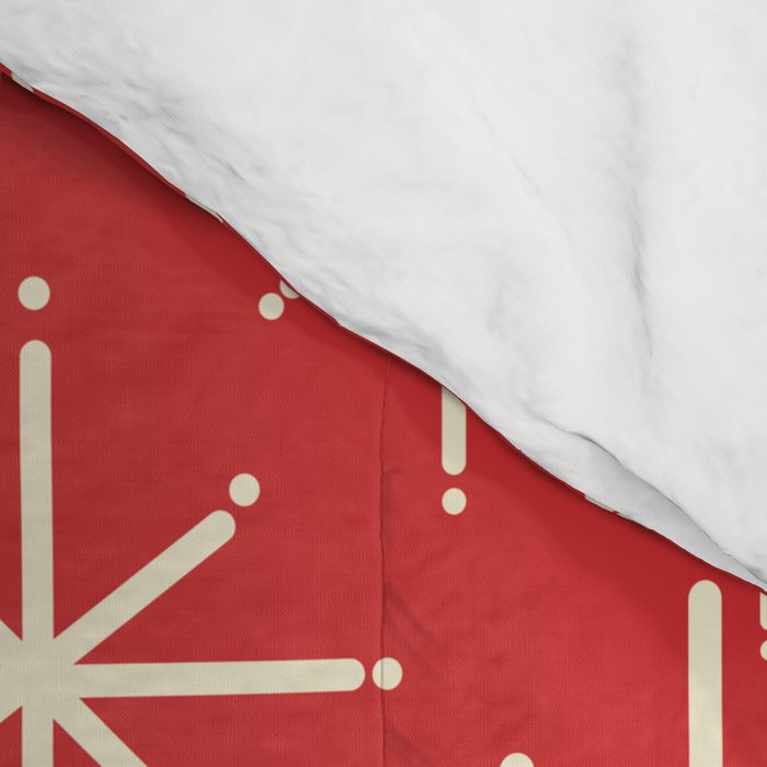 Atomic Age Christmas Stars - Midcentury Modern Pattern in Cream and Retro Xmas Red Comforter Gallery Image 4