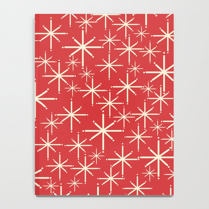 Atomic Age Christmas Stars - Midcentury Modern Pattern in Cream and Retro Xmas Red Notebook Gallery Image 4