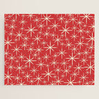 Atomic Age Christmas Stars - Midcentury Modern Pattern in Cream and Retro Xmas Red Jigsaw Puzzle Gallery Image 1