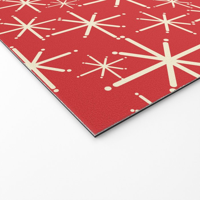 Atomic Age Christmas Stars - Midcentury Modern Pattern in Cream and Retro Xmas Red Welcome Mat Gallery Image 2