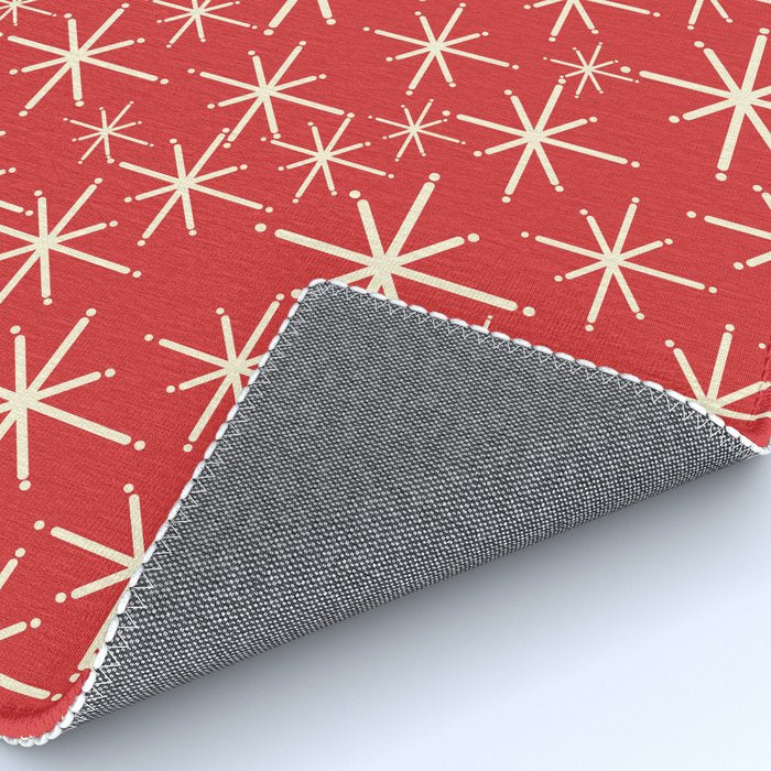 Atomic Age Christmas Stars - Midcentury Modern Pattern in Cream and Retro Xmas Red Rug Gallery Image 4