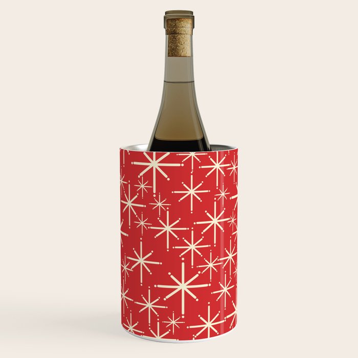 Atomic Age Christmas Stars - Midcentury Modern Pattern in Cream and Retro Xmas Red Wine Chiller Gallery Image 3