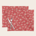 Atomic Age Christmas Stars - Midcentury Modern Pattern in Cream and Retro Xmas Red Placemat Gallery Image 1