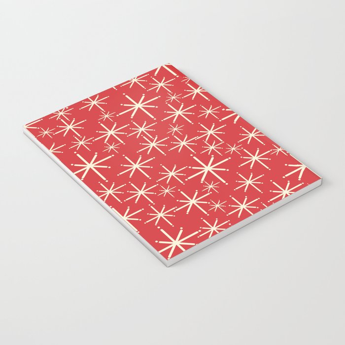 Atomic Age Christmas Stars - Midcentury Modern Pattern in Cream and Retro Xmas Red Notebook Gallery Image 3