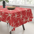 Atomic Age Christmas Stars - Midcentury Modern Pattern in Cream and Retro Xmas Red Tablecloth Gallery Image 3