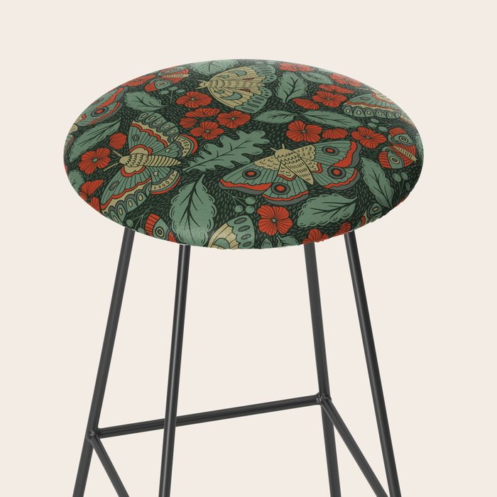 Moths in Emerald Twilight Stool Gallery Image 2