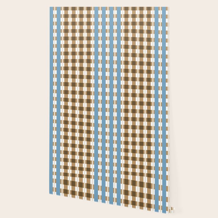 Camel Blue Modern Plaid Wallpaper Gallery Image 2