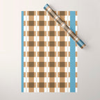 Camel Blue Modern Plaid Wrapping Paper Gallery Image 1