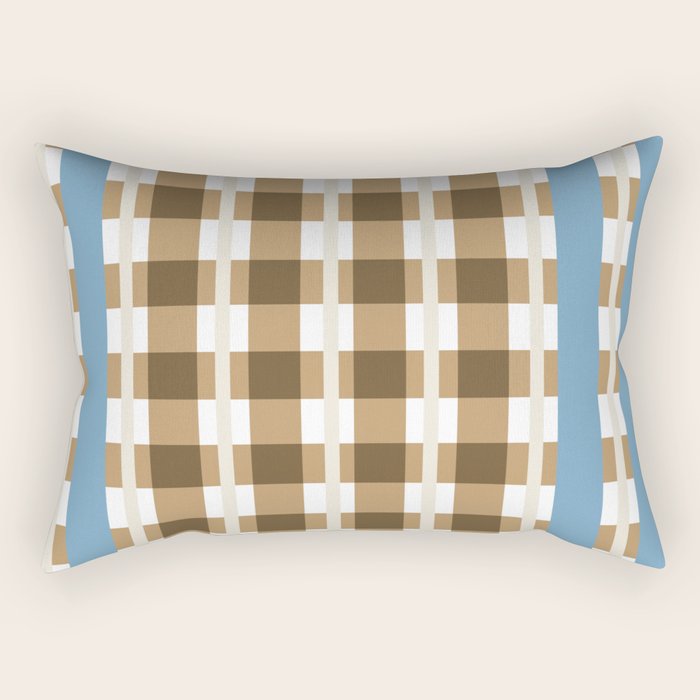 Camel Blue Modern Plaid Rectangular Pillow Gallery Image 1