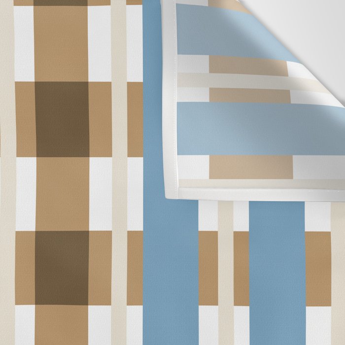 Camel Blue Modern Plaid Wall Tapestry Gallery Image 3