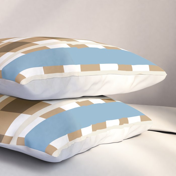 Camel Blue Modern Plaid Pillow Sham Gallery Image 3