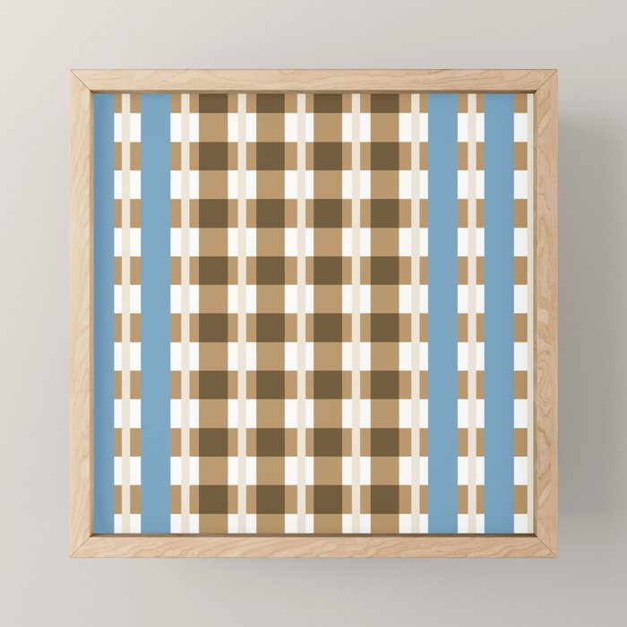 Camel Blue Modern Plaid Mini Art Print Gallery Image 1