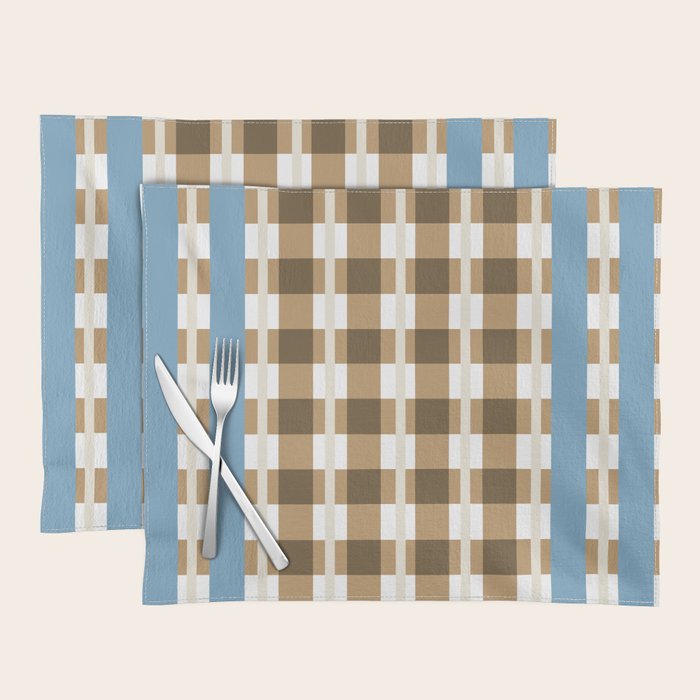 Camel Blue Modern Plaid Placemat Gallery Image 1